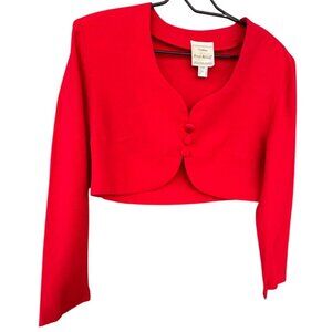 Joseph Ribkoff Red Long Sleeve Cropped Jacket Size 10 Button Front Made In Canad